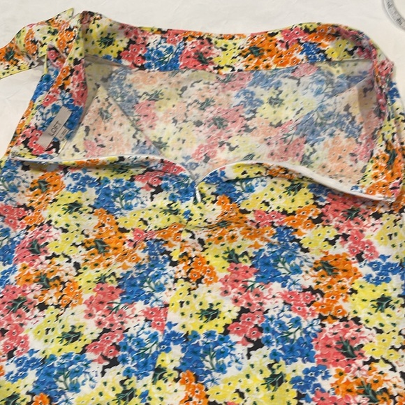 Ann Taylor LOFT | Yellow Pink Floral Faux Wrap Skirt Sz 4 - Picture 6 of 10